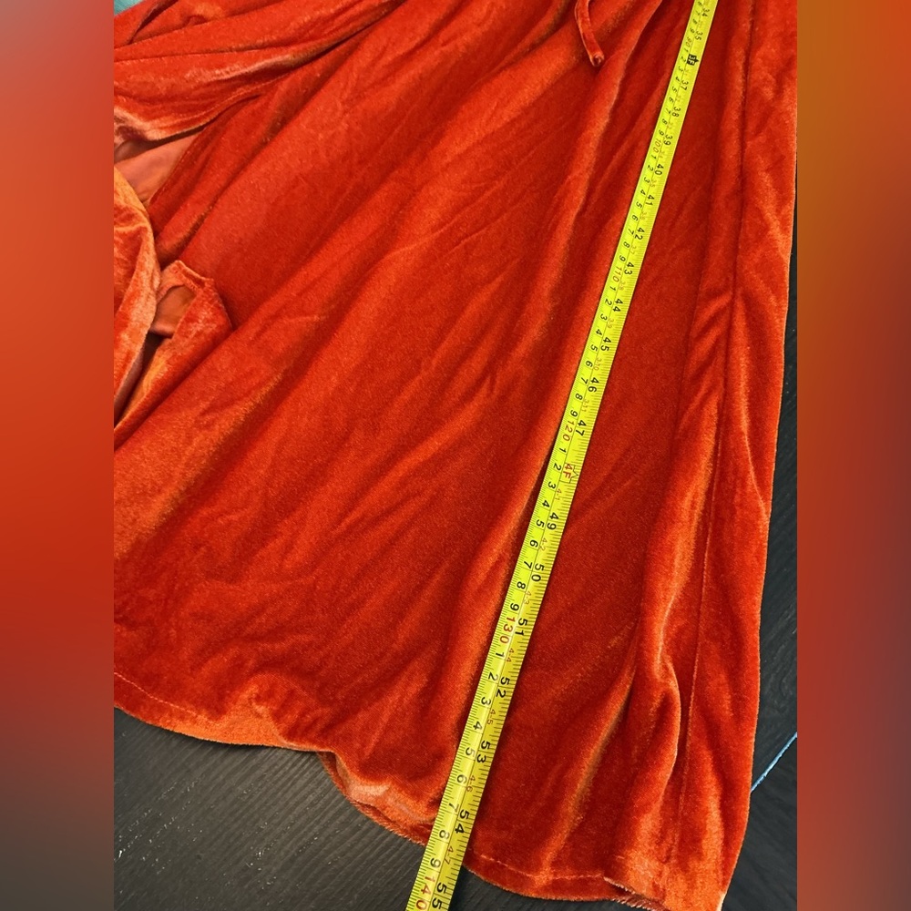 Pomuyoo Velvet Wrap Maxi Dress Burnt Orange Long Sleeve Size 6 - Picture 9 of 12